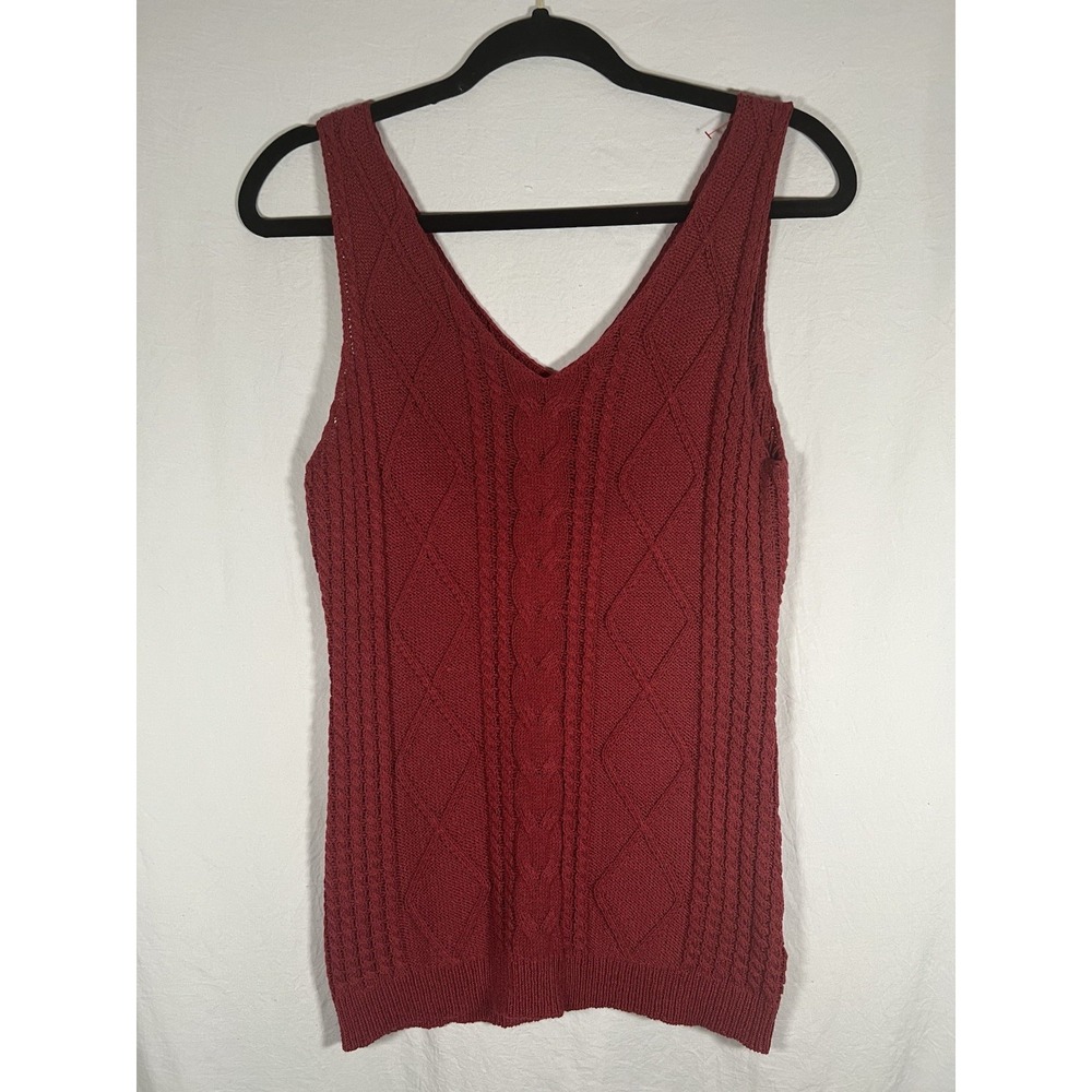 VNG Red Sleeveless Knitted Top Sweater Vest Style Grandma Core
